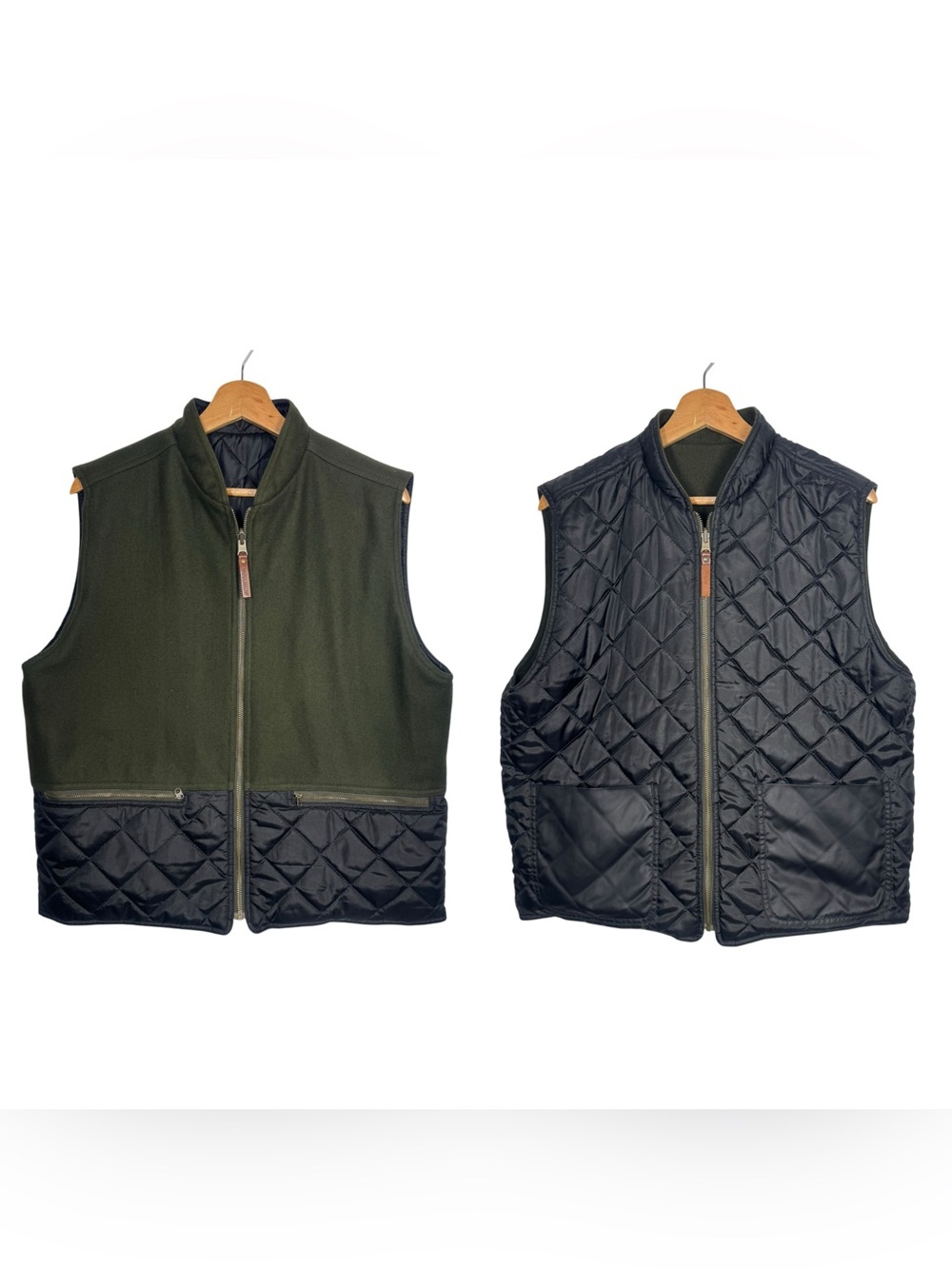 WOOLRICH Women Reversible Diamond Nylon Quilted Boiled Wool Zip Vest Medium